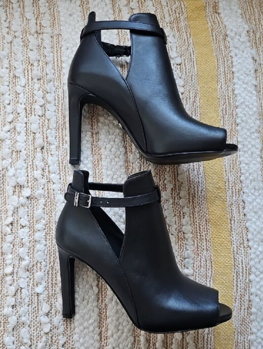MICHAEL Michael Kors Lawson Black Peep-Toe Ankle Booties with Strap